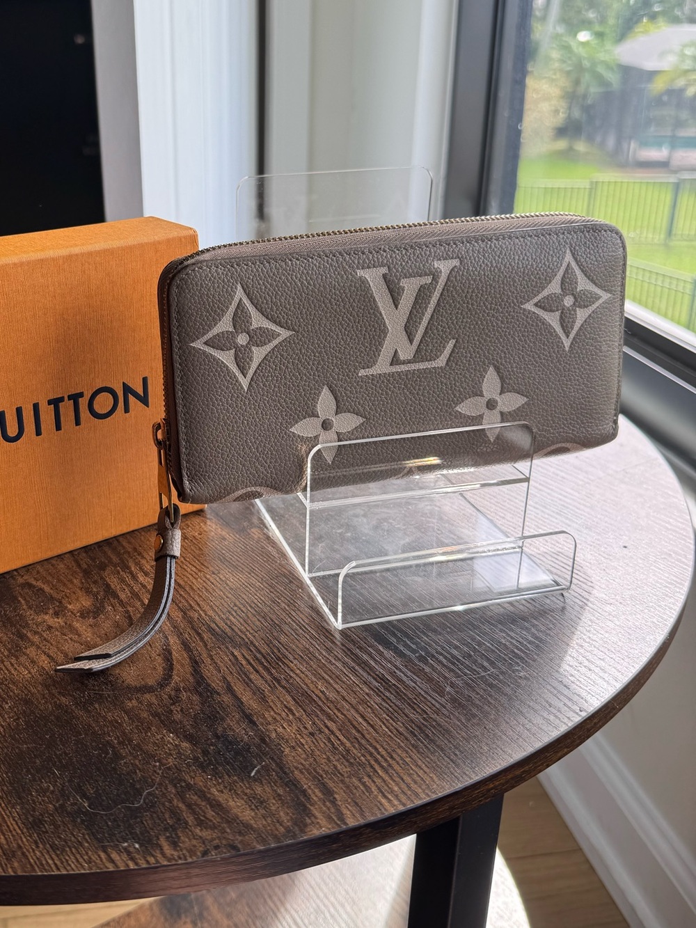 Louis Vuitton Gray Nude Monogram Zip Wallet